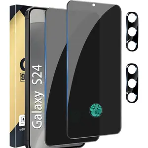 Privacy Tempered Screen Protector with 2 Counts Lens Protector, Anti-spy Phone Screen Protector, Phone Accessories Compatible with Samsung Galaxy S24, Cover, Protection