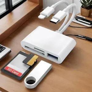 3 in 1 USB HUB Adapter, USB OTG Adapter with Charging Port, SD TF Memory Card Reader for iPhone, iPad, Laptop, PC, USB Port Adapters