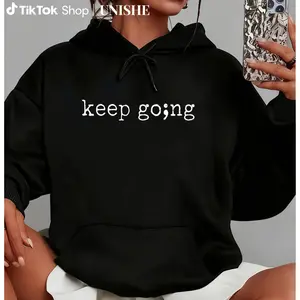 Mental Health & Suicide Awareness Long Sleeve Hoodie – 100% Semicolon Keep Going