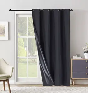 100% Blackout Extra Wide Curtain with Black Back and Grommet Top (1 Panel)