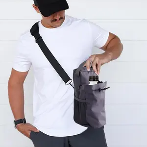 Magnetic Gym Sling Bag Waterproof Crossbody Bag for Outdoor Sports Travel Fitness Accessories Sticky Bag Summer Essentials Organizer with Phone & Water Bottle Holder All Seasons Nylone Material