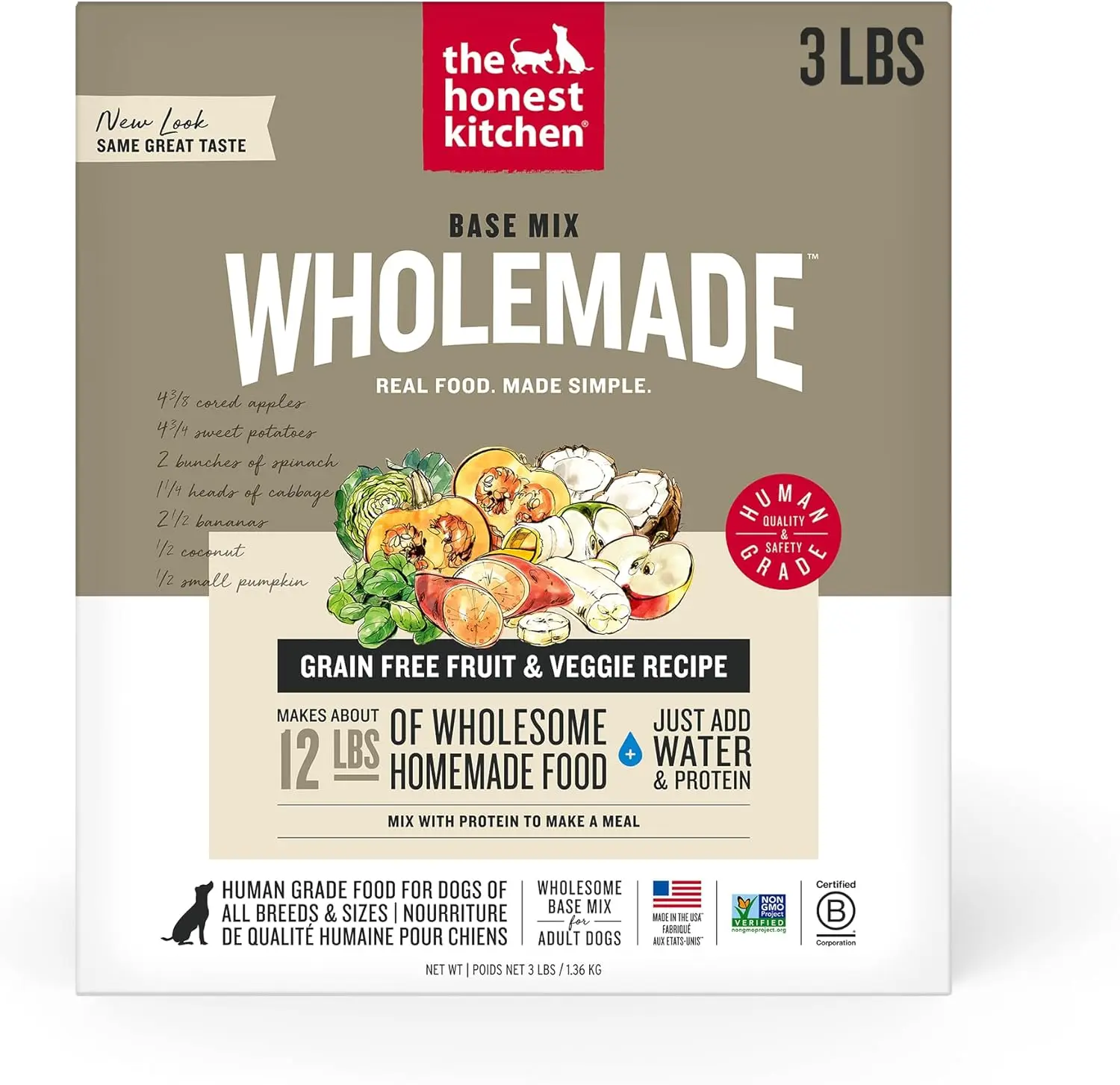 The Honest Kitchen Human Grade Wholemade Dehydrated Dog Food, Grain Free Chicken, 10 lb (makes 40lbs)