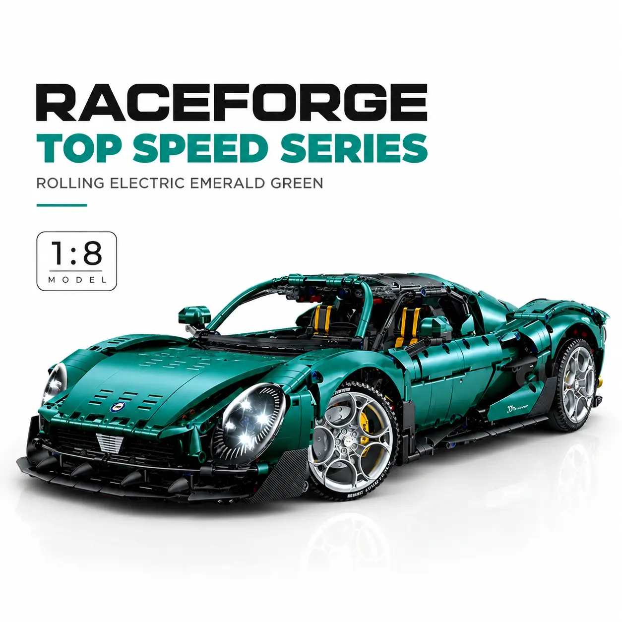 Raceforge "Speed Series" Blue Sports Cars Static Model Building Kit - Adult Plastic Parts Construction Set, Racing Look Decor, Ideal Gift for Valentine's Day