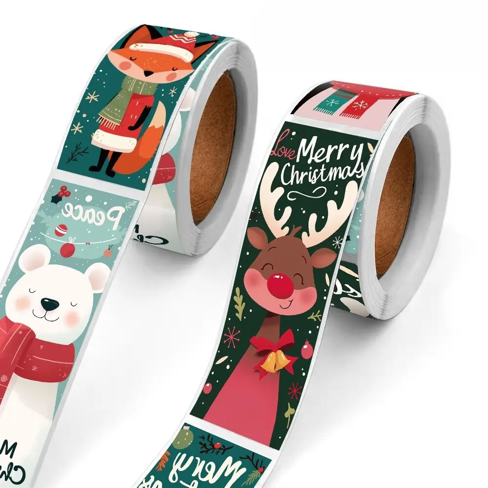 120pcs Christmas Festive Holiday Roll Stickers Series Sealing Stickers Cups Laptops Suitcases Laptops DIY Decorative Stickers Birthday Gifts Christmas Decorations