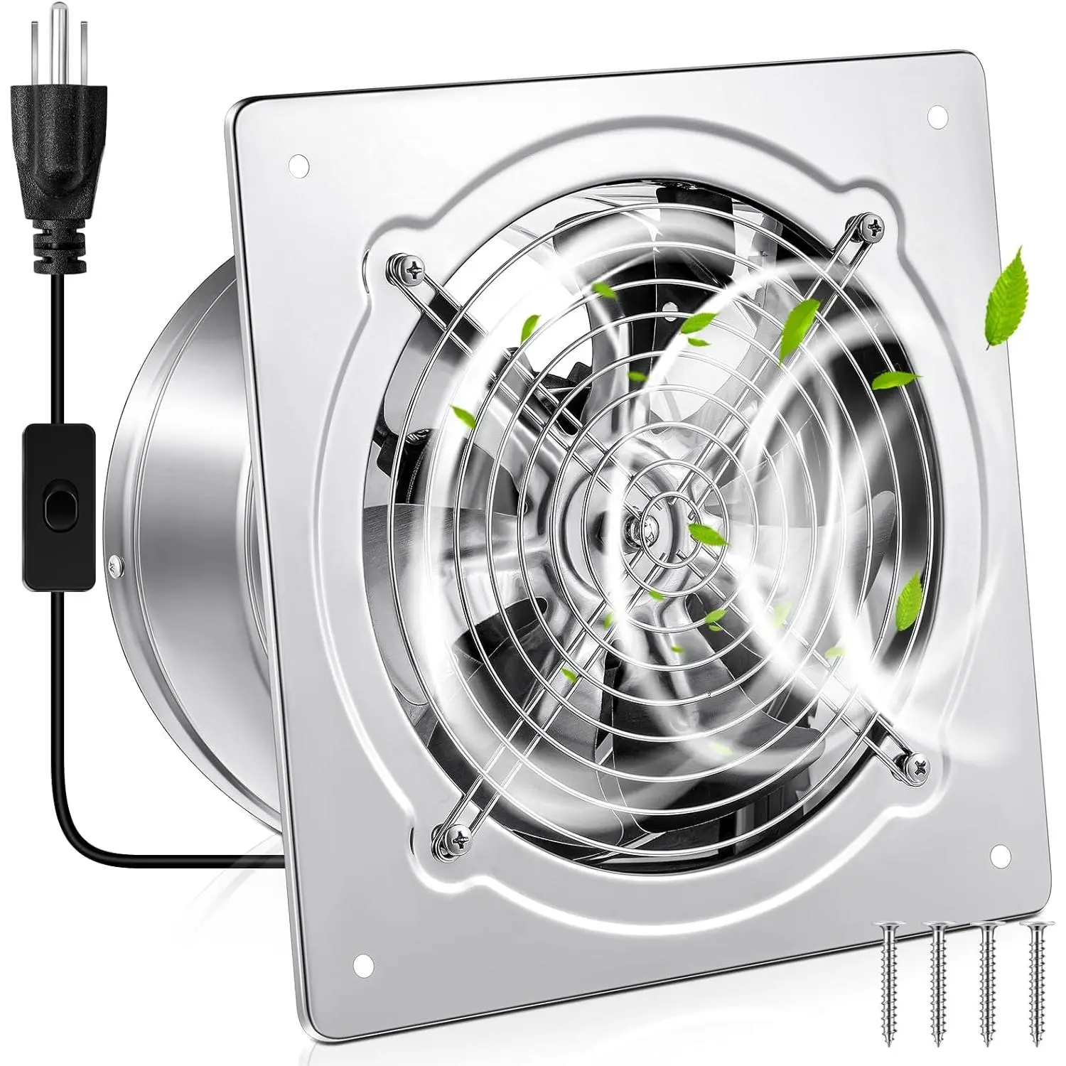 8 Inch Exhaust Fan 576 CFM Kitchen Exhaust Fan with  Small Exhaust Fan Bathroom Potable Plug in Garage Exhaust Fan with Damper for Shop,  Room, Industrial Ventilation Use,