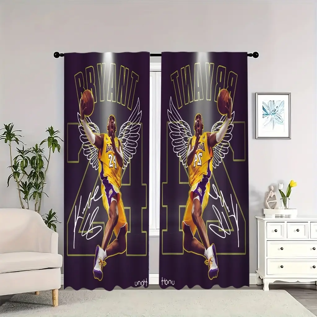 Kobe Bryant basketball player image poster indoor curtains, Room Decor Curtain, light-blocking, heat-insulating, soft, suitable for home decoration, Thermal Insulated Curtain