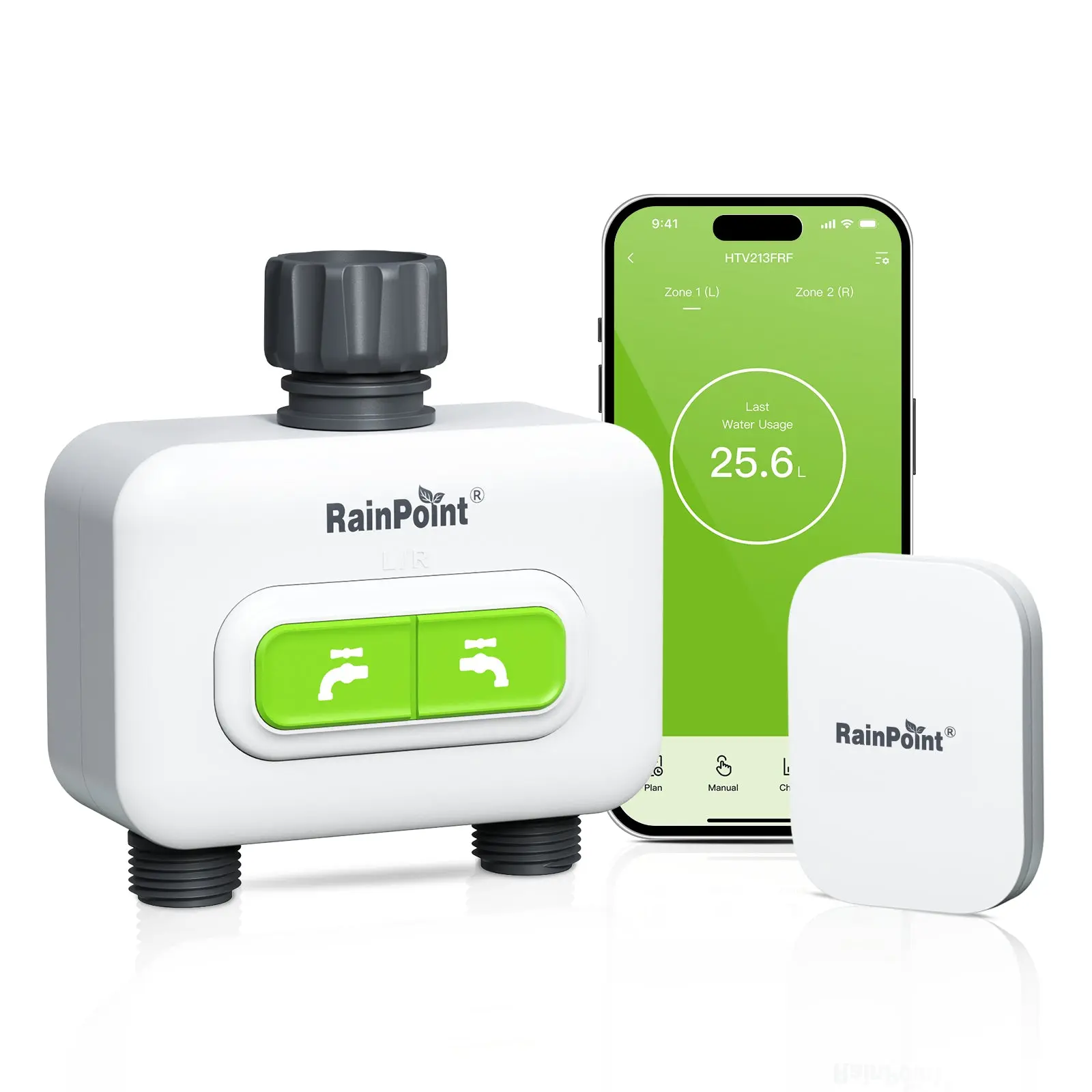 RainPoint 2-Zone Smart Wi-Fi Water Timer with Hub – Automatic Garden Irrigation System with App Control & Rain Delay