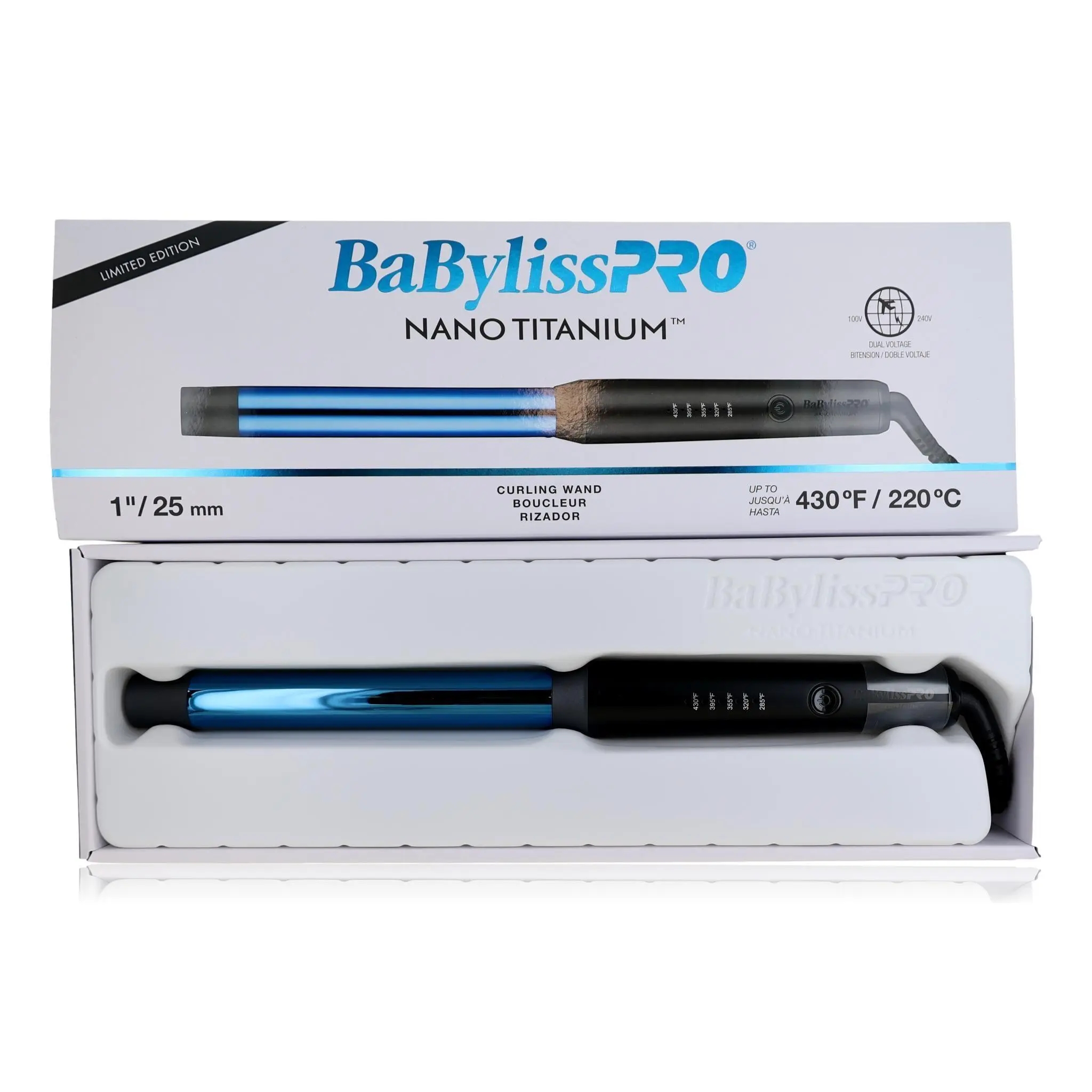 BaBylissPRO Nano Titanium Curling Wand, 1" Barrel for Daily Women's Hair Styling
