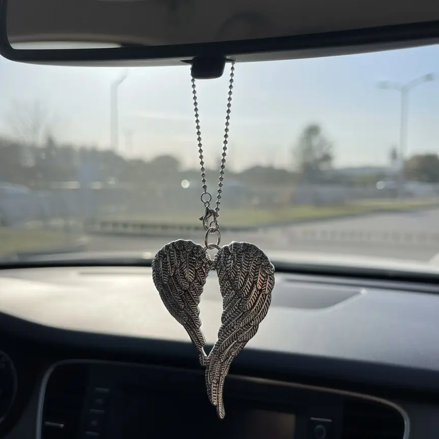 Angel Wings Car Hanging Ornament, Rearview Mirror Decoration, Car Interior Decor, Car Decorations, Bag Charm, Perfect Gift for Christians, Holiday Gifts, Car Accessories