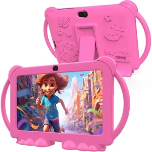 Children's tablet 7inch Android 12.0 system, suitable for toddlers, 4GB RAM 32GB ROM, Bluetooth, IPS screen, parent control, dual cameras, shockproof casing, for educational games, (pink)