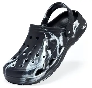 Marble Print Platform Clogs for Men Women, Lightweight EVA Slip On Hole Shoes, Adjustable Strap Comfort Casual Outdoor Beach Garden Slip Resistant Walking Sandals