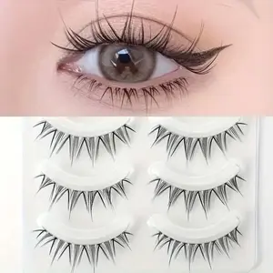 Wispy Manga False Eyelashes, 5 Pairs Natural Look Short Korean Style Eyelashes, Perfect for Cosplay and Masquerade, Eye Makeup Products, Cosmetic