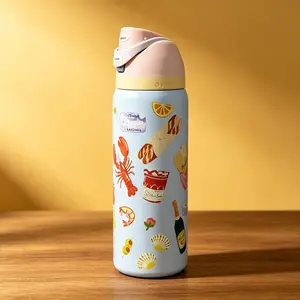 Owala FreeSip Insulated Stainless Steel Straw Water Bottle, 32 oz BPA-Free Vacuum Flask, Worry-Free Sports Drinkware for Travel, Dinner Series