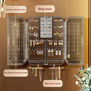 Bedroom wall-mounted stud earrings, necklace storage rack, plastic transparent jewelry display rack, high-end household jewelry storage box