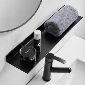 Modern Black non-perforated Bathroom Shelf