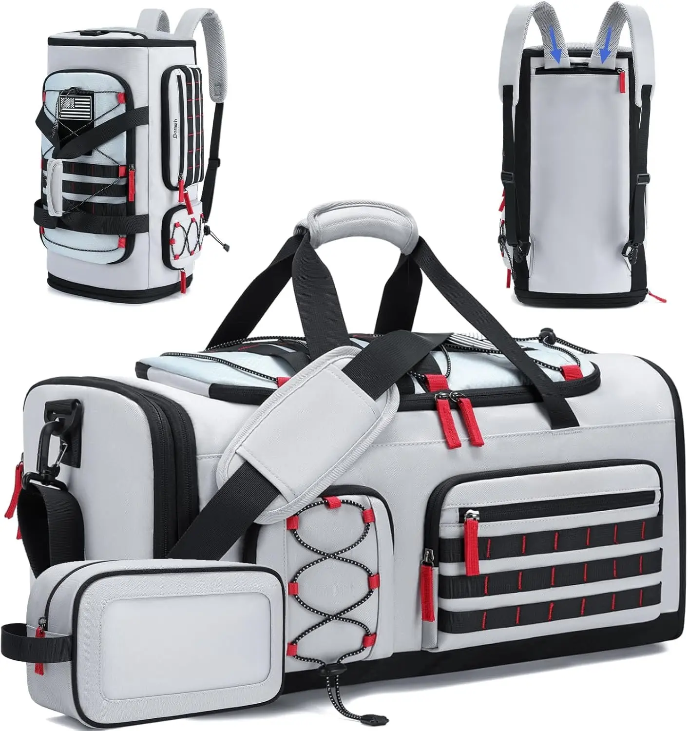 Gym Bag for Men & Women, 45L Travel Duffle  Duffel Bag Gym Weekender Overnight Backpack with Shoe Compartment (Grey)