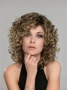 Women's Fashion Synthetic Deep Curly Wig, Perfect for Daily Wear, Parties & Festivals, Comfortable Fiber Hairpiece for Women, Convenient Wigs, Glueless Afro Wig