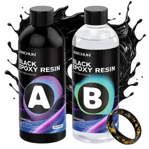 JANCHUN 16oz Premium Black Epoxy Resin - No-Bubble,Self Leveling,High Gloss Casting Resin for Art Molds & Tumbler Crafts, Easy 1:1 Mix for Halloween Decor and Resin DIY Projects