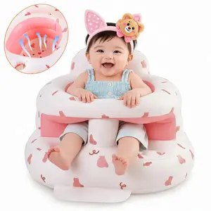 Upgraded Inflatable Baby Seat with Safety Guardrails, Thicker Sit Me Up Floor Seat for Baby Chair Sit Me Up, Blow Up Baby Chair Built in Air Pump for Babies 3-36 mth