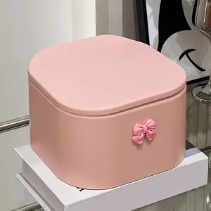 Hair Accessories Organizer with Lids - Dustproof Storage Box for Girls Hair Ties, Bows, Clips & Headbands, Multi-Use Bathroom Container for Swabs, Vanity & Home Organization