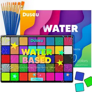 40 Color Face Painting Kit - Water Activated Face Paint Palette with Brushes, Professional Body Facepaint Makeup Kit For Party, Halloween, Carnival, Festival