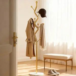 Modern Metal Coat Rack Tree, Freestanding Hall Tree with Marble Base, Multi-Hook Entryway Organizer for Hallway, Bedroom, Living Room