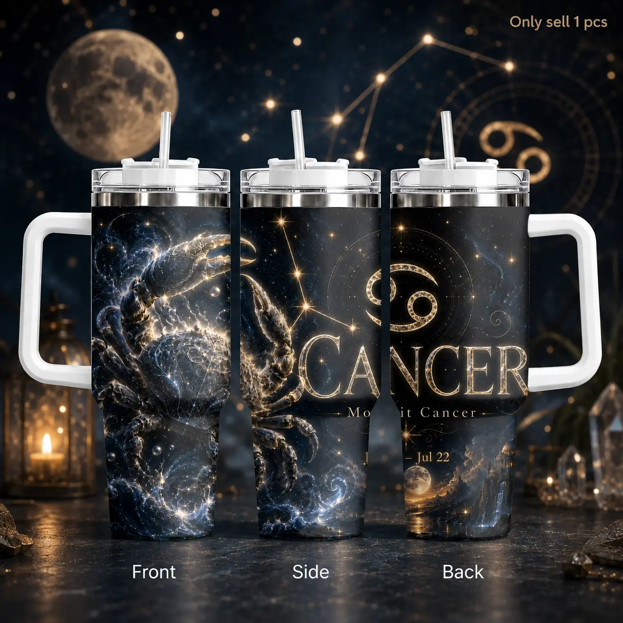 GuLuBoo Zodiac Astrology 40oz Tumbler with Handle & Straw Lid, Twelve Zodiac Signs Design Stainless Steel Vacuum Insulated Travel Mug, Leakproof Water Bottle Keeps Ice Cold & Drinks Warm All Day, Celestial Star Sign Cup Fits Car Cup Holder, Perfect Gift