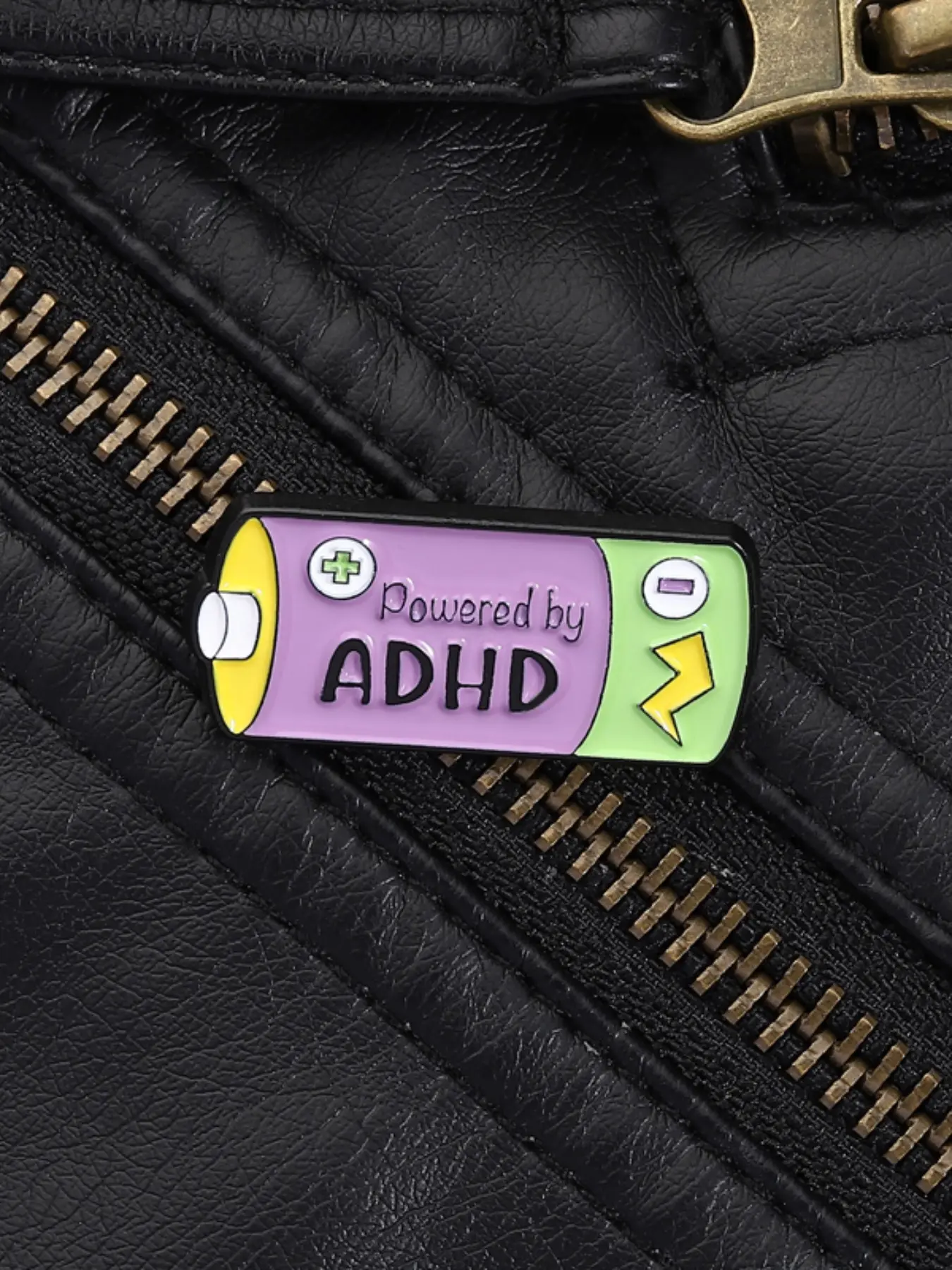 Adhd Energy Battery Badge, Neurodiversity Identity Fun Design, Self-Identity Theme Slogan Pin, Community Backpack Positive Expression Decor, Lapel Pins