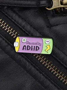 Adhd Energy Battery Badge, Neurodiversity Identity Fun Design, Self-Identity Theme Slogan Pin, Community Backpack Positive Expression Decor