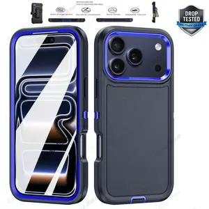 Shockproof Defender Armor Phone Case for iPhone 17 Air 13 12 14 15 16 17 Pro Max Plus Camera Protection Shockproof Kickstand Cover Cellphone Smartphone Protective Casing