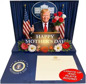 Donald Trump Talking Pop Up Mothers Day Card with Lights & Sound - Funny 3D Presidential Podium Card That Plays Trump’s Real Voice - Mothers Day Surprise Card for Mom from Son or Daughter