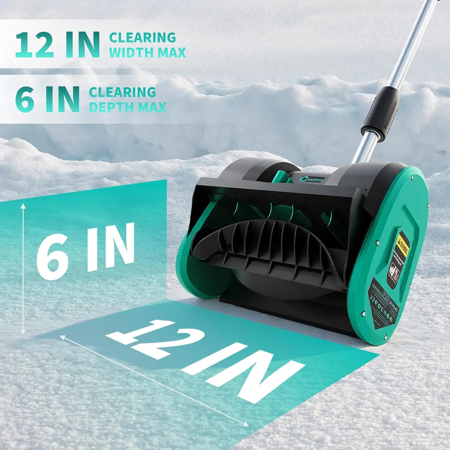 Gaomon Cordless Electric Snow Blower, Christmas Gift for Family, 12in Width, 6in Depth, 16.5FT Throwing Distance, 15A Motor, 4.0Ah Battery, Quick Charger, Dual Safety Switch, Adjustable Handle, 13Lbs Ergonomic Snow Remover for Walkways, Driveways