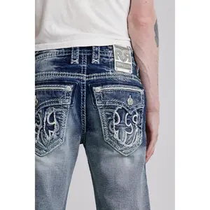 rr Diego Men's Washed Stretch Mid Waist Vintage Denim Jean Shorts - Mensfashion Bottoms with Embroidery Detailing, Leather Accents, Graphic Design, Pockets for Casual Outfits