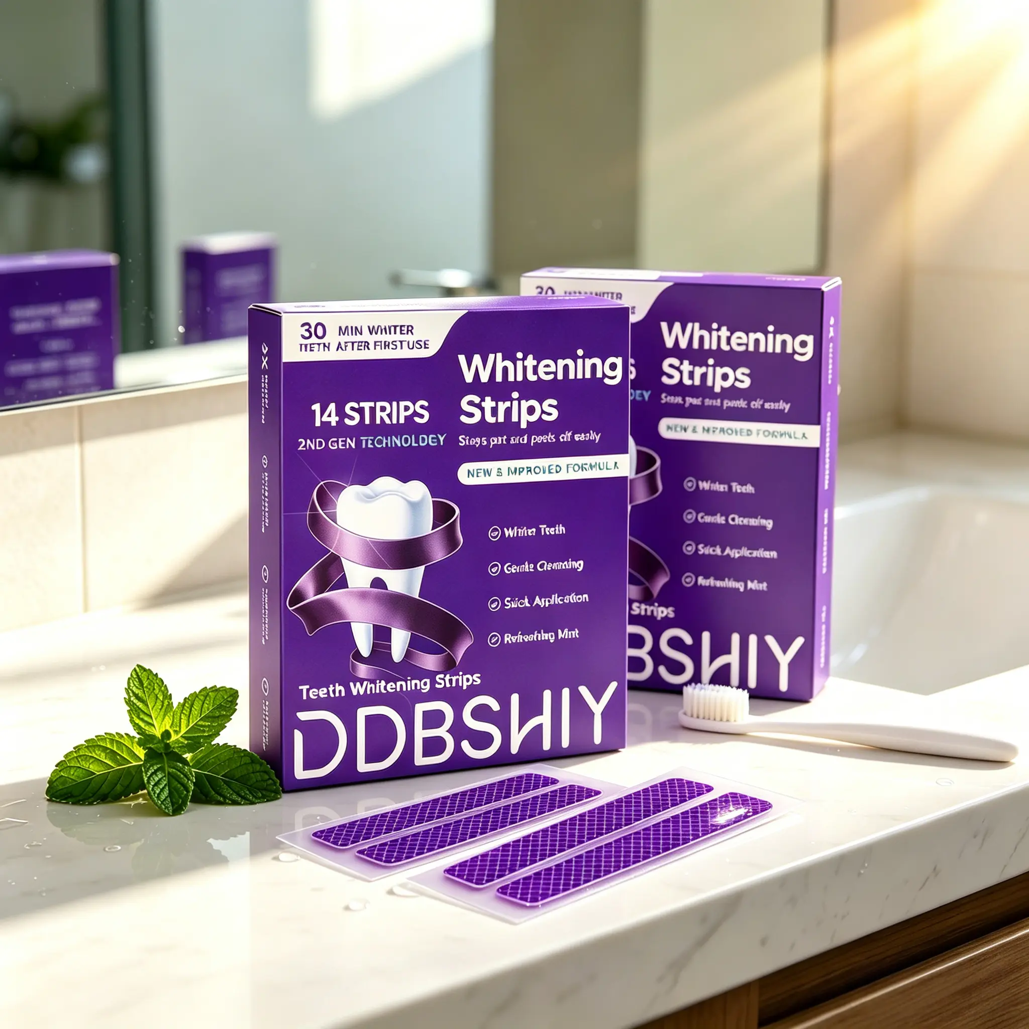 Purple Teeth Whitening Strips, 7/28 Treatments, Peroxide Free, Non Sensitive Gentle Teeth Whitening Strips for Daily Oral Deep Cleaning
