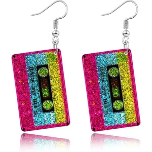 80s 90s Earrings for Women Colorful Lightning Acrylic Drop Earrings Neon Earrings Bulk for 80's 90's Outfit Glow Party Halloween 80s Accessories Jewelry