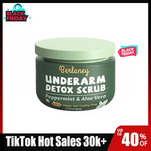 Body Scrub and Armpit Detox Scrub 8.8 oz with Peppermint, Aloe Vera and Walnut Shell Powder, Underarm Scrub Helps on Removing Odor, Deep Cleanse, for Legs, Knee, Feet, Hands, Whole Body, Native Deodorant