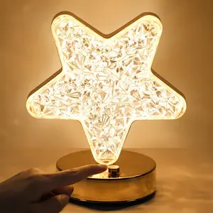 Star Lamp, Touch Lamp Crystal lamp Nightstand Light，3 Colors Modes for Kids Girls Room and Ramadan Decorations