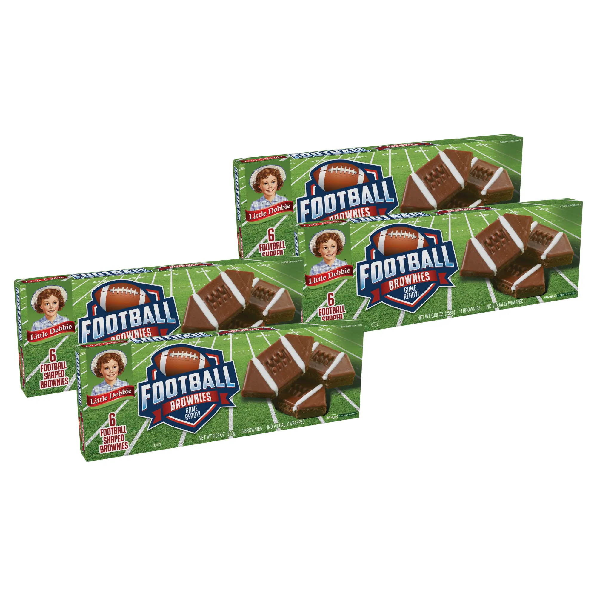 Little Debbie Football Brownies, 4 Boxes – 24 Individually Wrapped Fudge Brownies