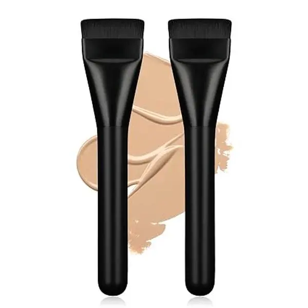 2Pcs Flat Foundation Brush,Face Mask Brush Makeup Spatula Facial Brush for Liquid Foundation Mask,Premium Face Korean Makeup Brush for Blending Cream