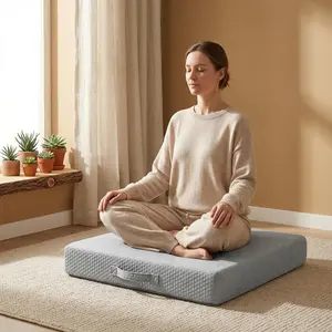The square portable meditation cushion is made of high-resilience thickened foam filling, with a side handle design for easy movement between the living room, bedroom, or yoga studio, Home Yoga Equipment