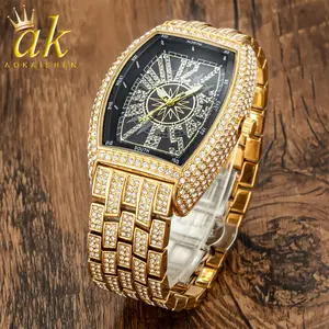 Personalized Digital Diamonds for Men Quartz Clock Luxury Rhinestone Business Waterproof Hip Hop Fashion Jewelry