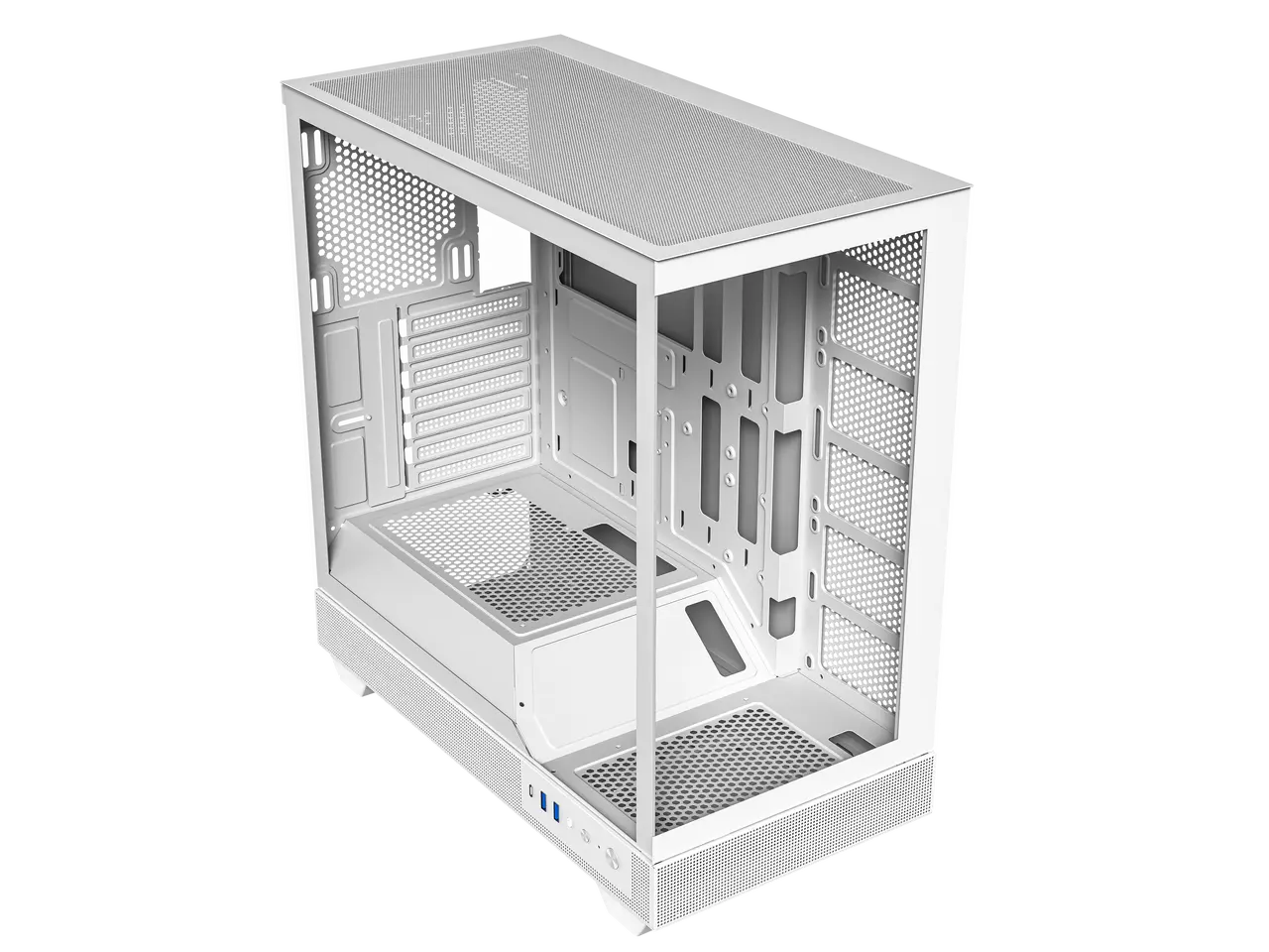 DIYPC IDX6-W-NF White Dual USB3.0 / Type C Tempered Glass ATX Gaming Computer Case w/ Dual Tempered Glass Panel (Fans Not Included)