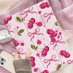 Cherry Bowknot 70% off Shockproof Stand Tablet Case, Compatible with iPad Air 4/5th Gen, 7th/8th/9th Gen, 6th/1st/2nd Gen, 3rd Gen, Pro, and 10th Gen