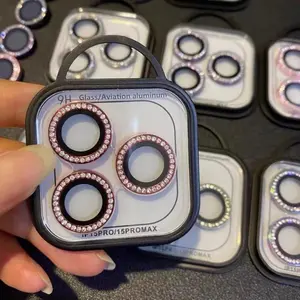 2-3Pcs Luxury Diamond Camera Protector For IPhone 16 17 Pro Max Plus Glitter Ring Lens Glass Back Lens Cap Shinny Cover