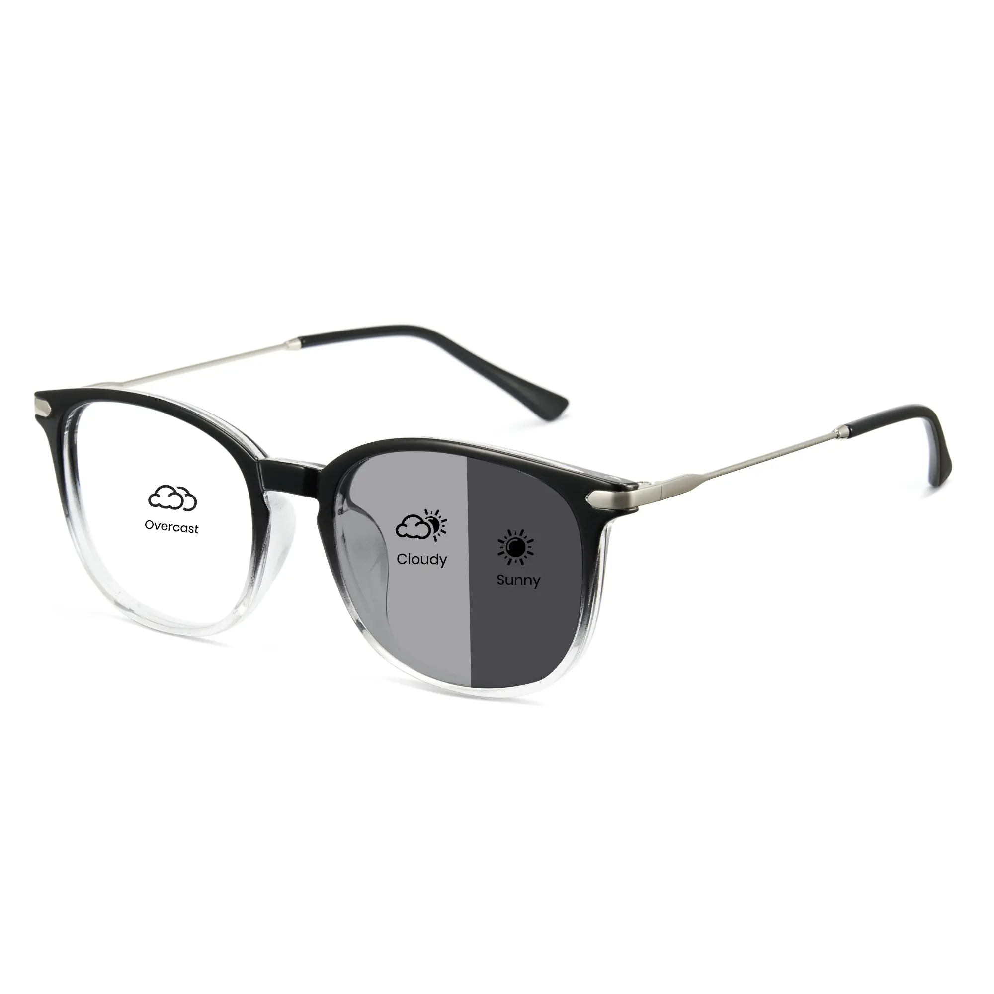 Cyxus Unisex Photochromic Blue Light Blocking Glasses, Modern Fashion Classic Square TR90 Metal-Alloy Frame, Light Adaptive Transition Lenses, Anti-Eye Strain UV400 Protection, Non-Prescription for Computer-Gaming Indoor-Outdoor Use-8354, Metal Frame, Uni