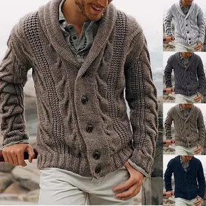 2021 Autumn/winter New Cross-border Ebay Men's Fashion Knitted Single-breasted Sweater Casual Pullover.Aa