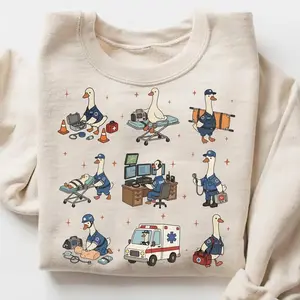 [Ship From US] PRINTED Silly Goose EMT Sweatshirt, Funny Paramedic Gift, EMS First Responder Sweater, Ambulance Medic Sweater, Emergency Worker Crewneck