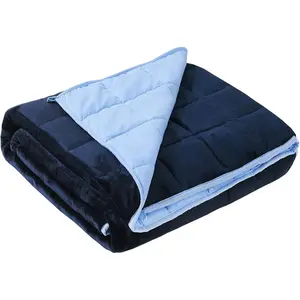 Weighted Blanket Blue 12 Pounds Fuzzy Warm Flannel Weighted Bed Blanket with Soft Breathable Sanded, 48 x 72 inches, Blue