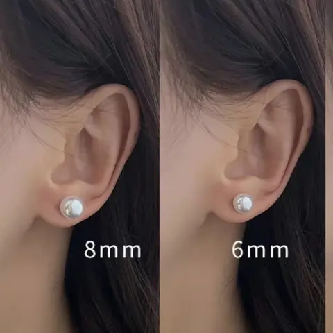 Women's S925 High-End Silver 8mm Needle Ear Studs - Pretty, Trend-Ready Fine Studs with Subtle Elegance, All-Seasons Quiet Luxe Fashion Jewelry for Daily & Special Occasions
