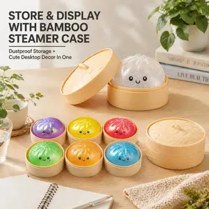 Series Glitter Dumpling Squishy Toy With Steamer, AnxietyRelief, Surprise Unboxing, Perfect GiftChoice